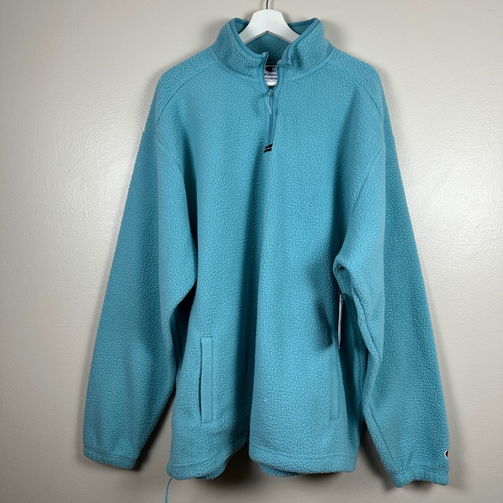 Champion Men's XLT Micro Fleece 1/4 Zip Pullover Milky Way Blue NEW